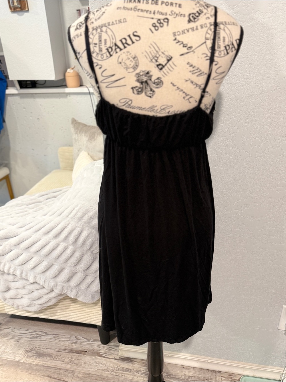 PinkBlush Maternity Black Cami Dress Size Medium | Empire Waist Spaghetti Strap - Picture 4 of 6